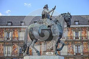 King Philip III statue in Plaza Mayor, Madrid photo