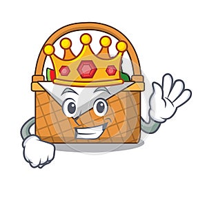 King picnic basket mascot cartoon
