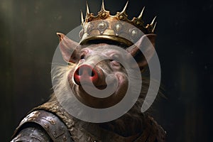 a king pig in his crown being self proud photo