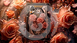 King playing card with rose flowers