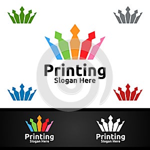 King Printing Company Logo Design for Media, Retail, Advertising, Newspaper or Book Concept