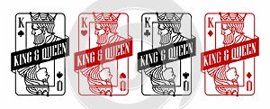 King and queen Black and Red Playing Card Illustration photo