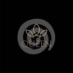 King Queen Crown Leaf Flower Plant Nature logo design