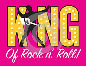 King of Rock and Roll vector illustration logo or badge.