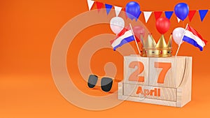 King`s Day Celebrate 3d rendering., King`s Birthday in the Netherlands