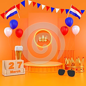 King`s Day Celebrate Podium 3d rendering., King`s Birthday in the Netherlands