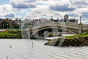 King\'s Gardens and Marine Lake with bridges and nature Southport, UK