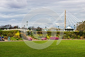 King\'s Gardens and Marine Lake with bridges and nature Southport, UK