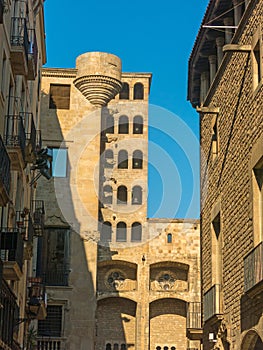 King`s Martin Watchtower in King Square. Gothic Quarter in Barce