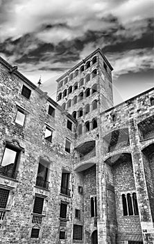 King& x27;s Martin Watchtower, landmark in Gothic Quarter, Barcelona,