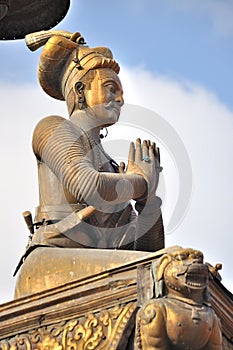 King's Statue Pillar at Bhaktapur Durbar Square photo