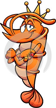 King shrimp cartoon character with crossed arms photo