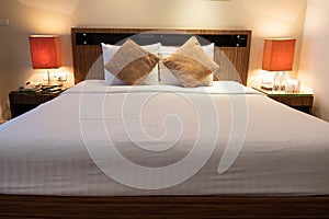 King size bed in luxury romantic room holtel