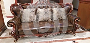 King size three seater sofa at reception of five star hotel
