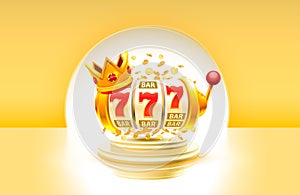 King slots 777 banner casino on the yellow background.