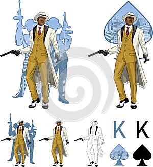 King of spades afroamerican mafioso godfather with