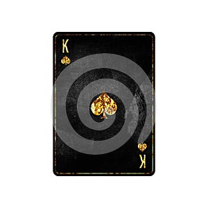 King of Spades, grunge card isolated on white background. Playing cards. Design element