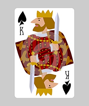 King of Spades playing card in funny flat modern style