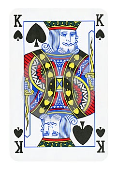 King of Spades playing card - isolated on white