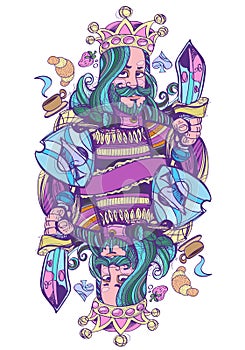 King of spades. Playing card suit in style pastel goth