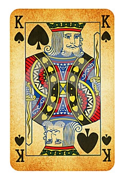 King of Spades Vintage playing card - isolated on white