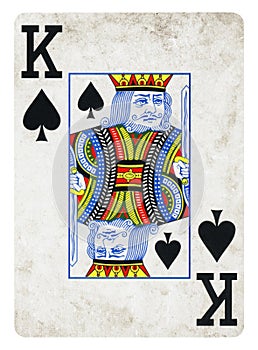 King of Spades Vintage playing card - isolated on white