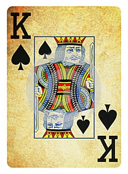 King of Spades Vintage playing card - isolated on white