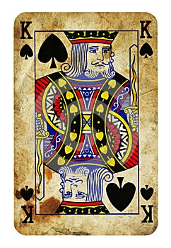 King of Spades Vintage playing card - isolated on white