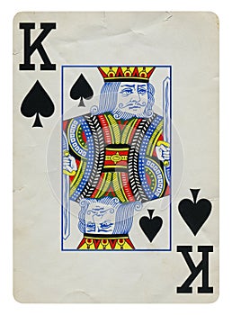 King of Spades Vintage playing card - isolated on white