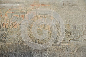 King Suryavarman II on his throne before the procession at Angk