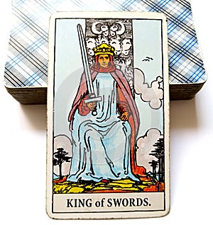 King of Swords Tarot Card Morals Ethics Manners Communication Conversation Debate Spokesperson Opinions Mental Discipline Reason photo