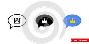 King talk icon of 3 types color, black and white, outline. Isolated vector sign symbol