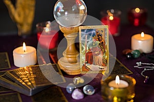 King tarot card on table