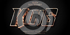 King text, luxury rose gold editable text effect on black textured background