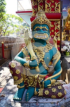 King Thao Wessuwan or Vasavana Kuvera giant statue of Wat Ming Mueang temple for thai people travelers travel visit respect