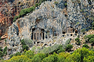 king tombs carved into the rocks belonging to the ancient period, photo