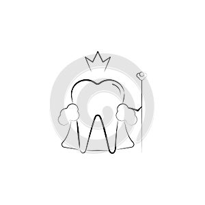 king, tooth icon. Element of dantist for mobile concept and web apps illustration. Hand drawn icon for website design and