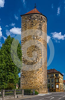 King tower KÃ¶nigsturm Fortification of the old city wall, SchwÃ¤bisch GmÃ¼nd, Baden WÃ¼rttemberg, Germany