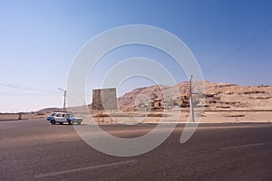 King Valley Area From Luxor in Egypt with houses and a car