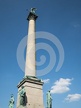 King Wilhelm column and New Castle at Schlossplatz, Stuttgart, Germany