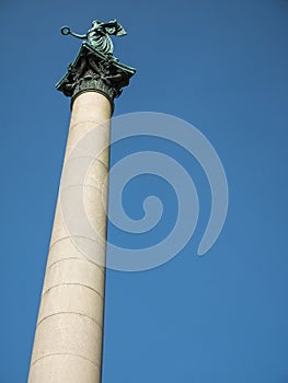 King Wilhelm column and New Castle at Schlossplatz, Stuttgart, Germany