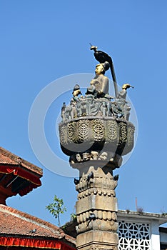 King Yoganarendra Malla bronze statue in Kathmandu, Nepal photo