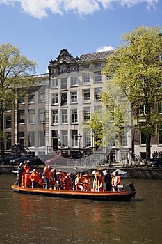 Kingday scene in Amsterdam