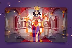 Kingdom banner with queen in medieval castle