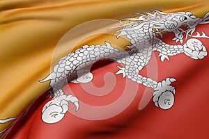 Kingdom of Bhutan flag waving