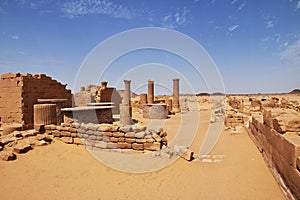 Kingdom Kush - the ruins of the temple in Sahara desert of the Sudan