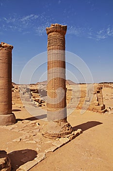 Kingdom Kush - the ruins of the temple in Sahara desert of the Sudan