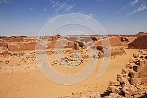 Kingdom Kush - the ruins of the temple in Sahara desert of the Sudan