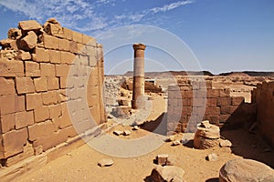 Kingdom Kush - the ruins of the temple in Sahara desert of the Sudan