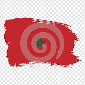 Kingdom of Marocco Flag isolated. Flag of Marocco, brush stroke background. Flag Marocco on transparent background. Flag  Kingdom